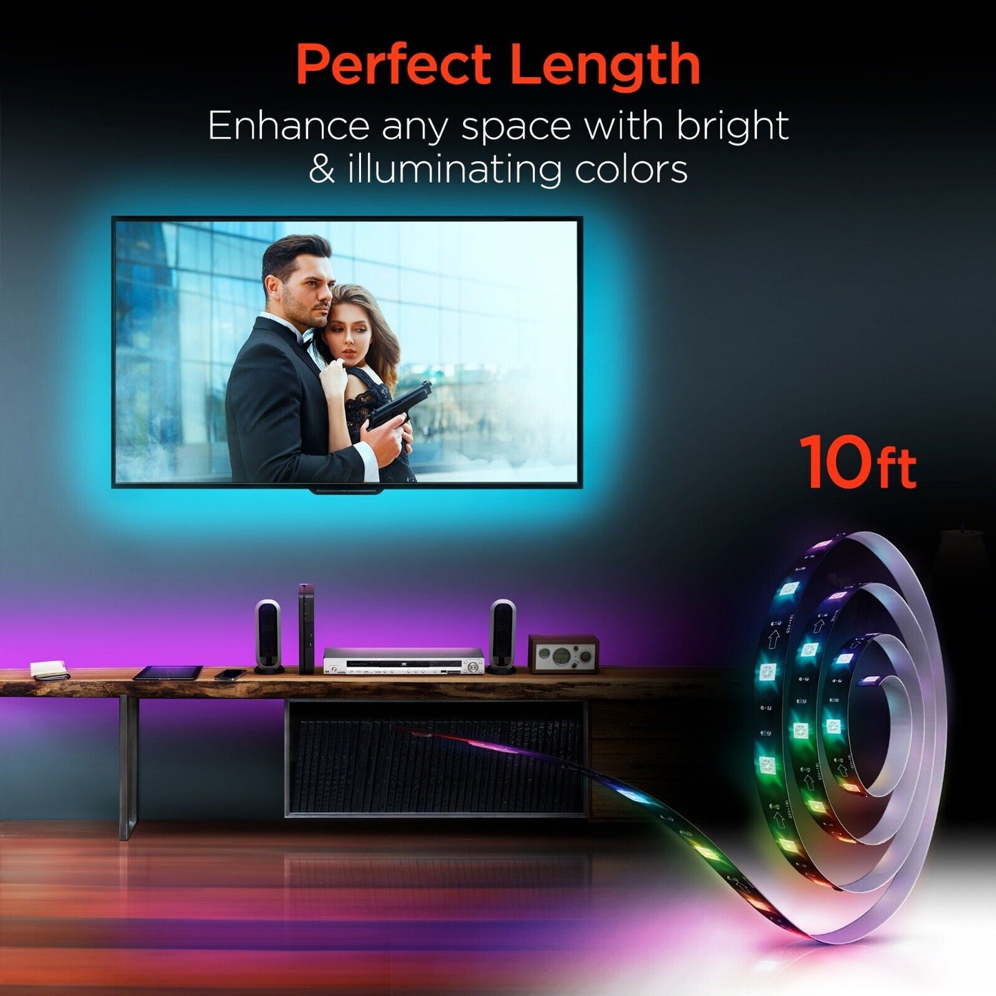 HyperGear HyperNova LED Strip Lights 10ft Multi-Color & Adjustable