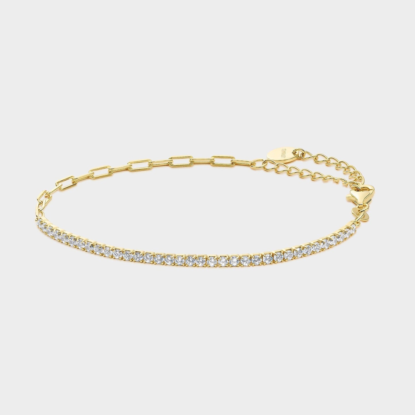 Pulsera de plata bañada en oro amarillo que combina eslabones