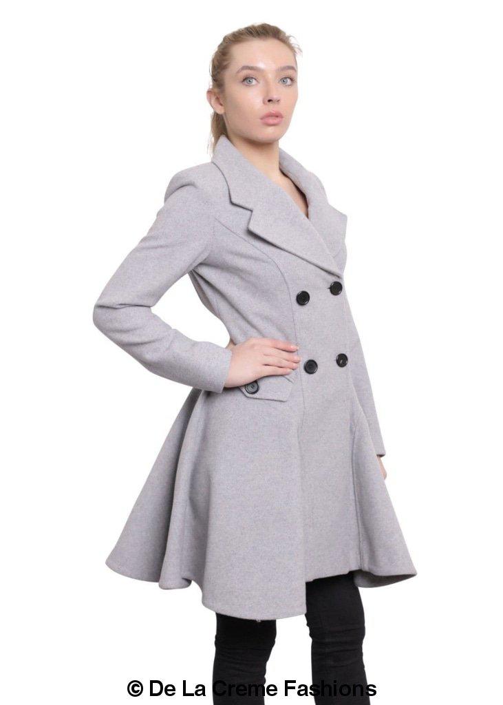 Wool Blend Double Breasted Skater Coat (1102)